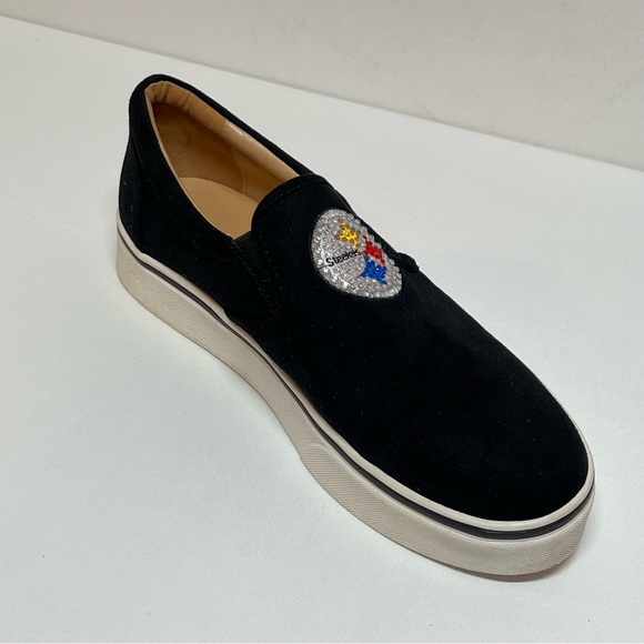 NFL BLACK AND WHITE STEELERS FLATS SIZE 8W - Picture 9 of 11